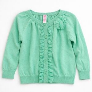 Cherokee Mint Green Ruffle Front Cardigan Sweater